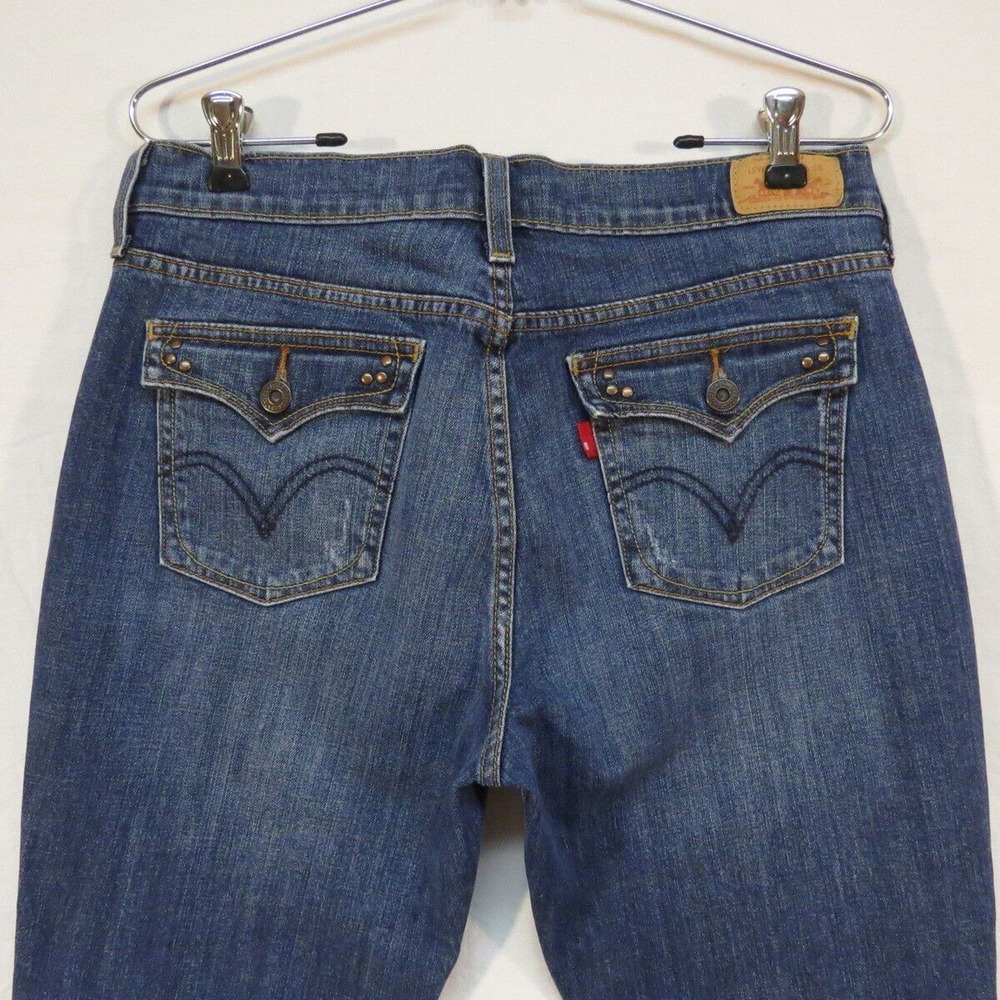 Levi's 515 Boot Cut Red Tab Button Pocket distressed Jeans Size‎ 8 M